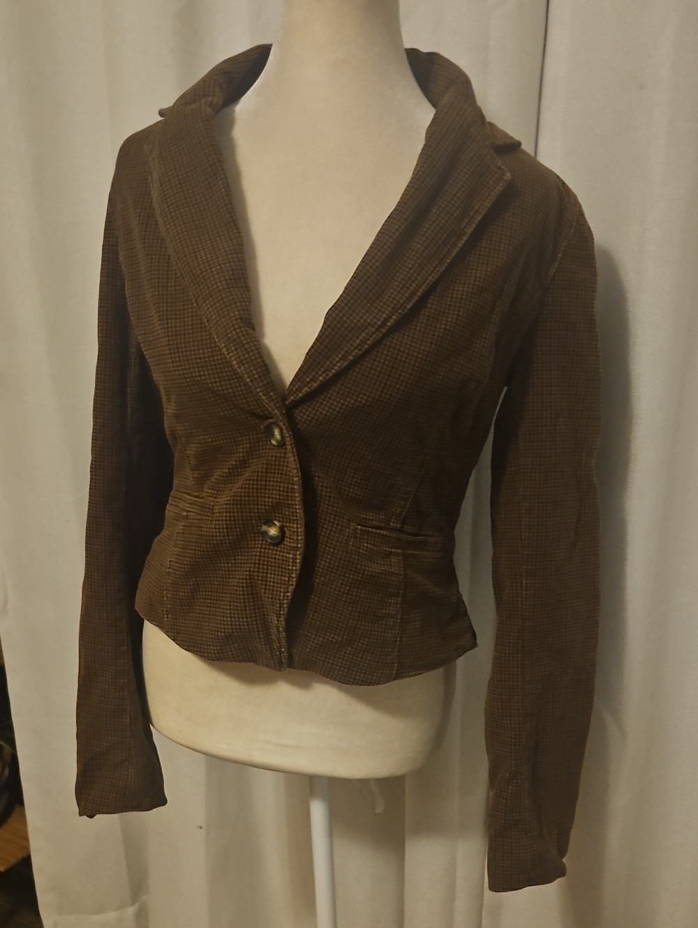 Peruvian Collection Checked Moleskin Cropped Blazer Size 2
